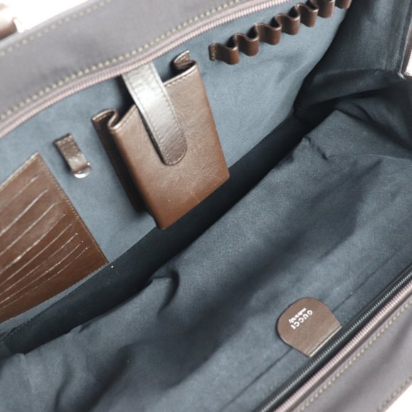GUCCI Leather Nylon Business Bag Brown - Picture 9 of 9